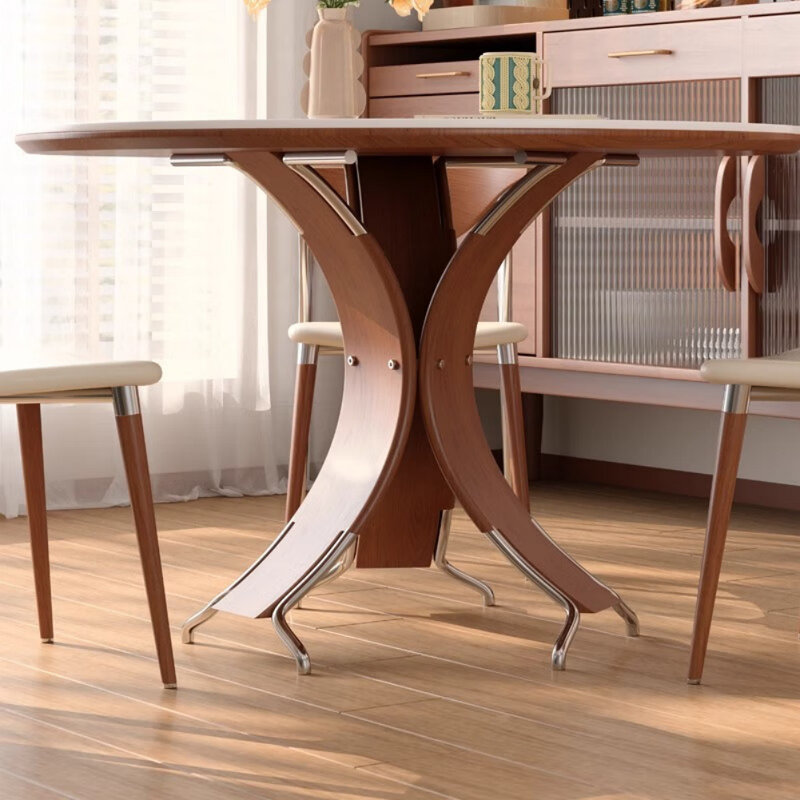 Table de salle à manger ronde italienne minimaliste et créative, Blanc