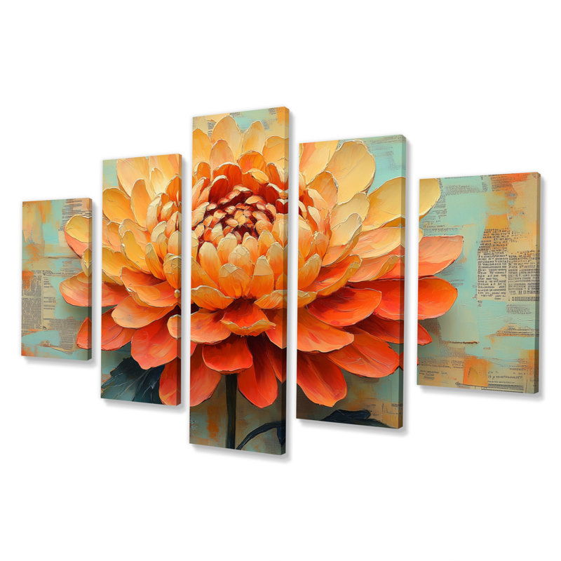 «Yellow Golden Chrysanthemum Glow I», ensemble d'art mural
