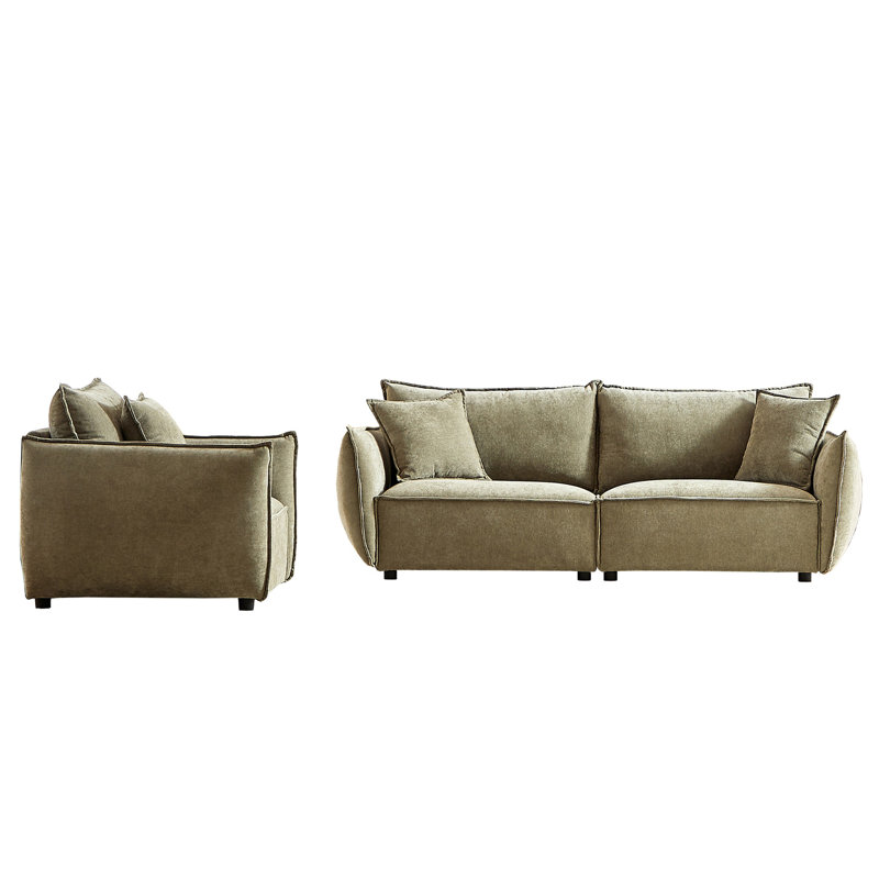 3 + 1 For Living, lin, mobilier de base en bois robuste, tissu en lin, structure en bois robuste, Vert clair