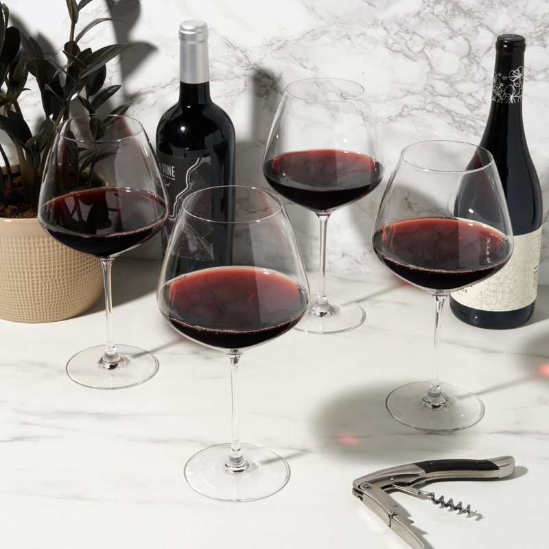 European Lead-Free Crystal Burgundy Wine Glass Set, 31 Oz, Set of 4