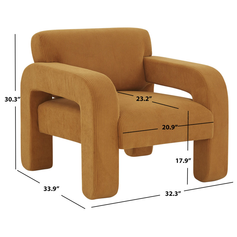 Fauteuil de 32,3 po de large Hiten, Polyester rouille