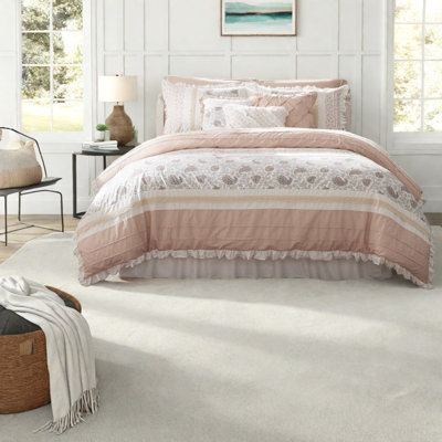 Piece Cotton Comforter Bedding Set, Blush Color, Farmhouse Chic For Home Decor