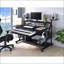 Bureau de musique avec plateau à clavier et amp; Tablettes pour haut-parleurs | Finition noire | Bois synthétique