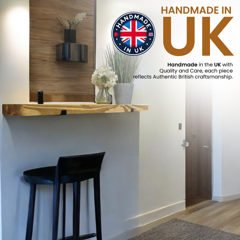 Unique Wood Bracket Shelf, 4.5cm H x 100cm W x 15cm D, Dark Oak