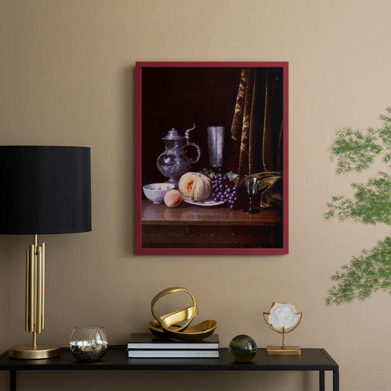 «Moody Still Life III», reproduction encadrée - bois massif, 11" H x 9" W, Rouge