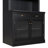 83.4"Tall Bookshelf Suite with LED Lighting, Modern Bookcases with Glass Doors and Drawers,2-Piece Set Storage Bookcase Suite with Open Shelves for Living Room,Home Office,Black