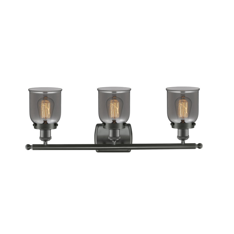 Éclairage pour meuble-lavabo 3 lumières 26 po Ballston Urban Bell, Bronze huilé, Incandescent, Fumée