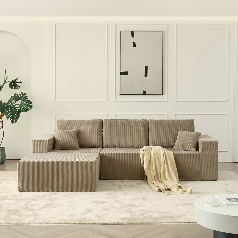 Canapé modulaire de 139,3 po, canapé désossé, sans assemblage, canapé nuage avec repose-pieds et 2 coussins, pour les salons et les chambres