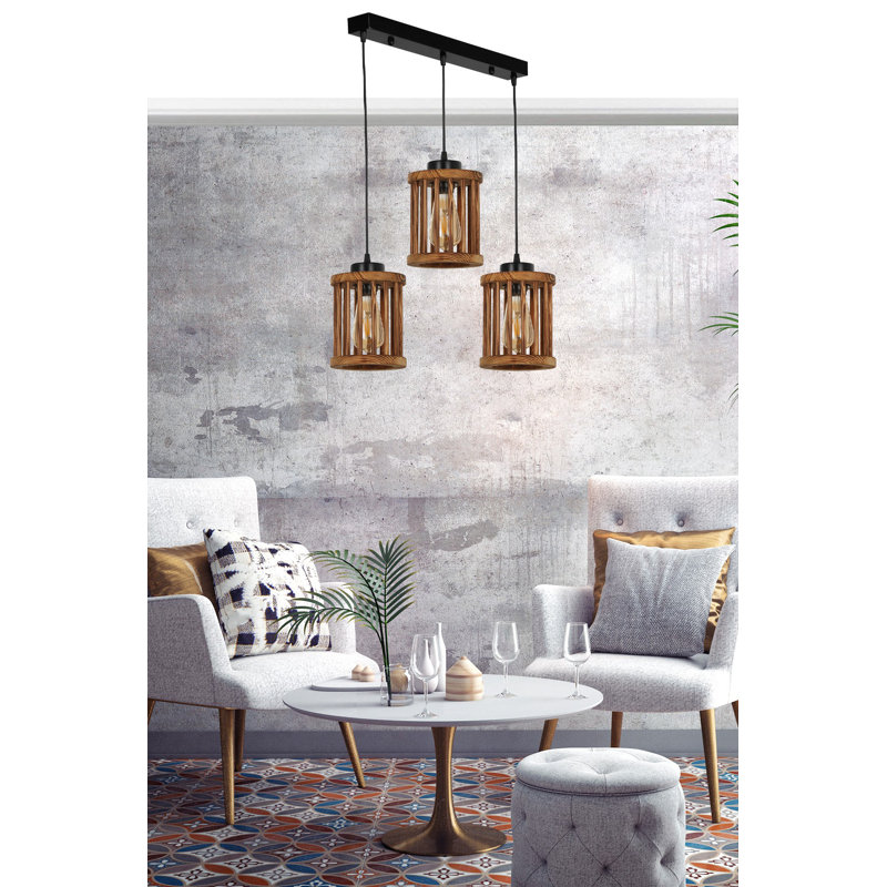 3 - Light Black Kitchen Island Pendant, Brown