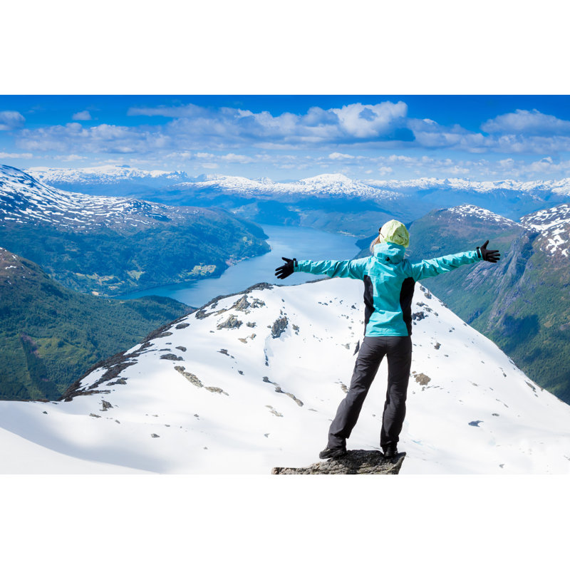 Hiker In The Mountains by Olga_Danylenko - Wrapped Canvas Print, 30cm H x 46cm W