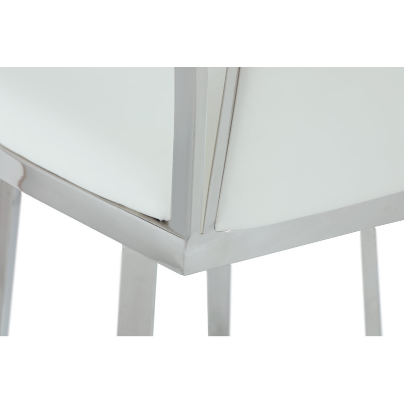 Aryana Contemporary Swivel Counter Stool w/ Design Back, Bar Stool (30" Seat Height), White