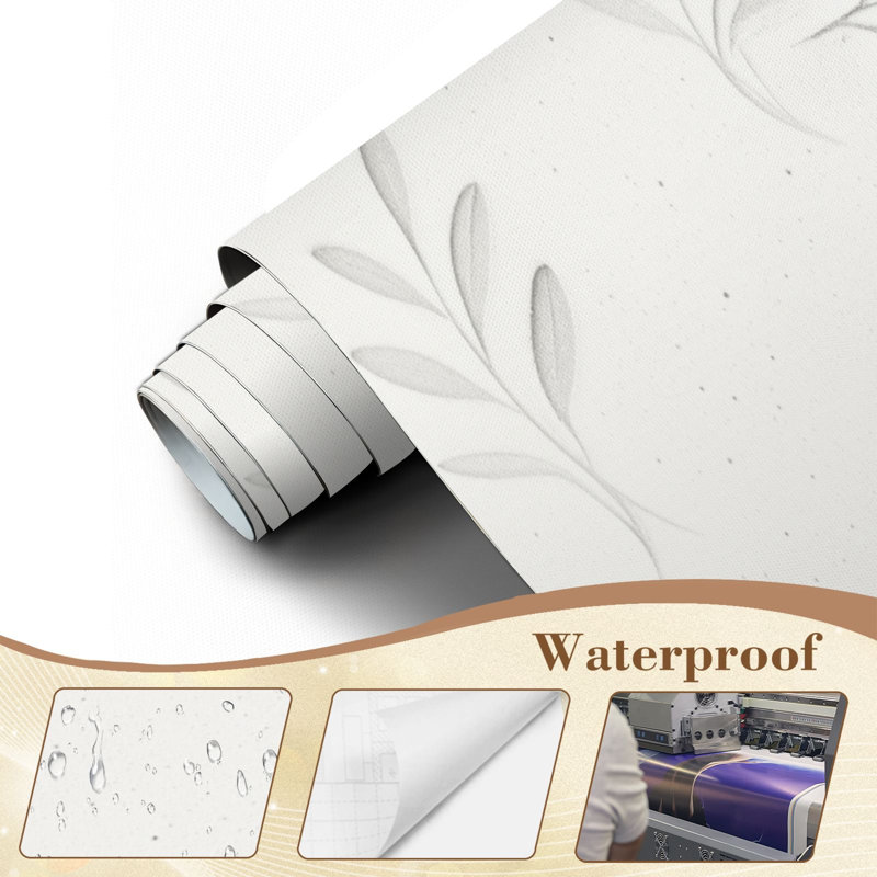 Papier peint adhésif délavé gris délicat Boho, L 96 po x l 69 po