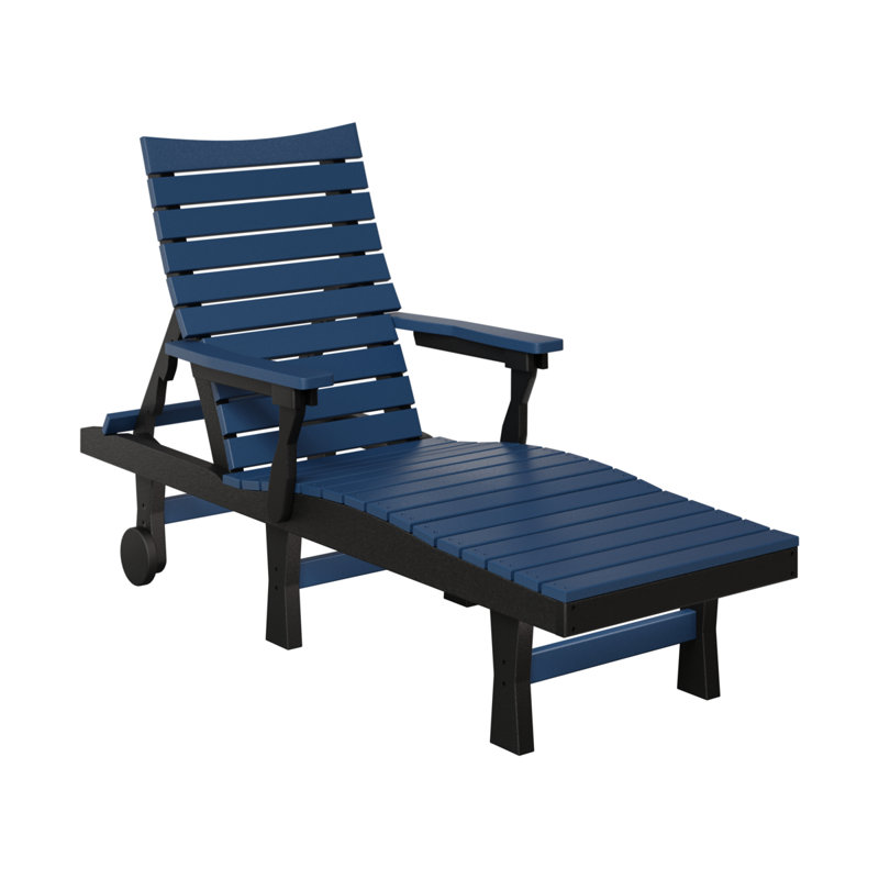 Bristol Outdoor Chaise Lounge, Navy Blue Top/Black Base