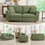 2-Seater Corduroy Sofa with 2 Throw Pillows, Deep-Seated Upholstered Couch with Square Arms-1639533958