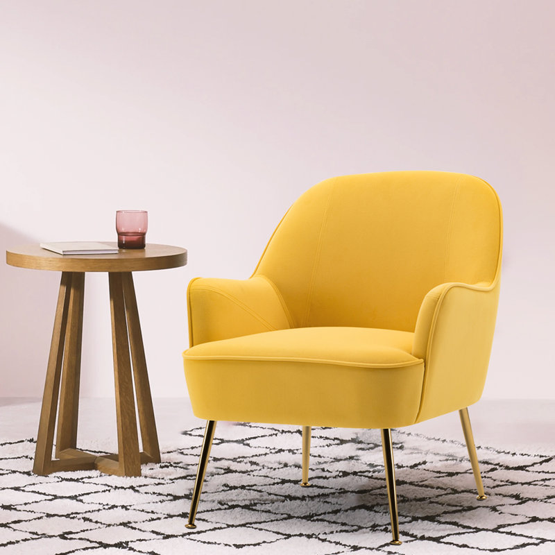 Ebenezer Velvet Armchair, Yellow