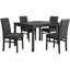 Ensemble de salle à manger 5 pièces transitionnel avec table rectangulaire de 48 pouces et 4 chaises rembourrées en tissu, gris anthracite