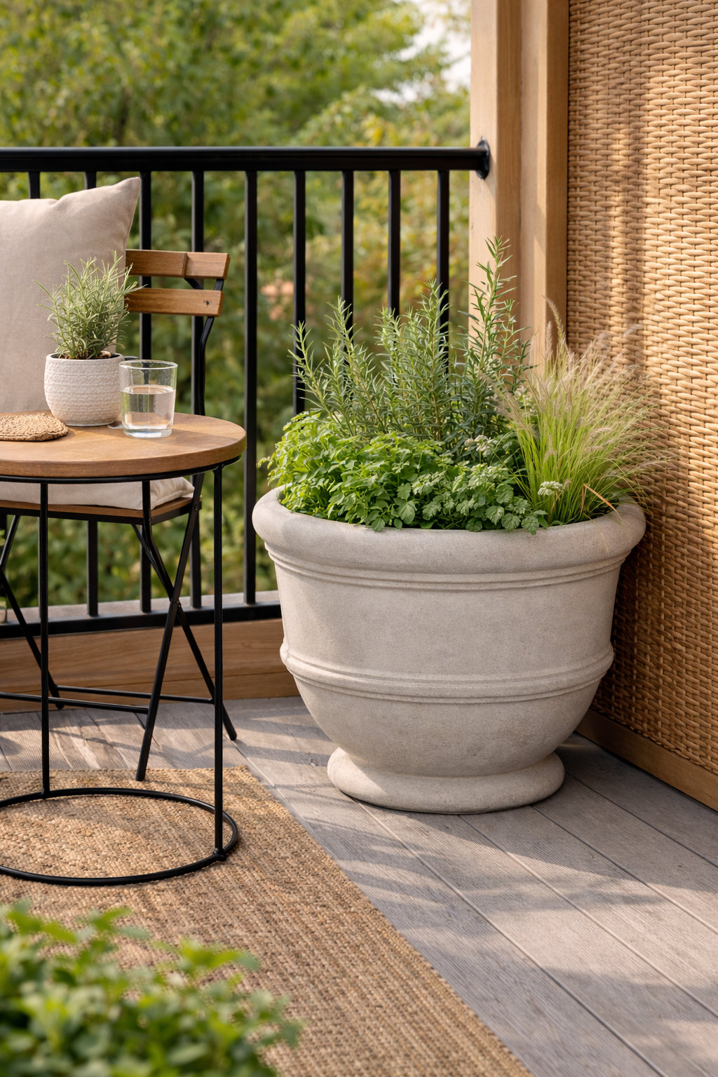 24 in. Banded Planter - Natural Finish - Grey