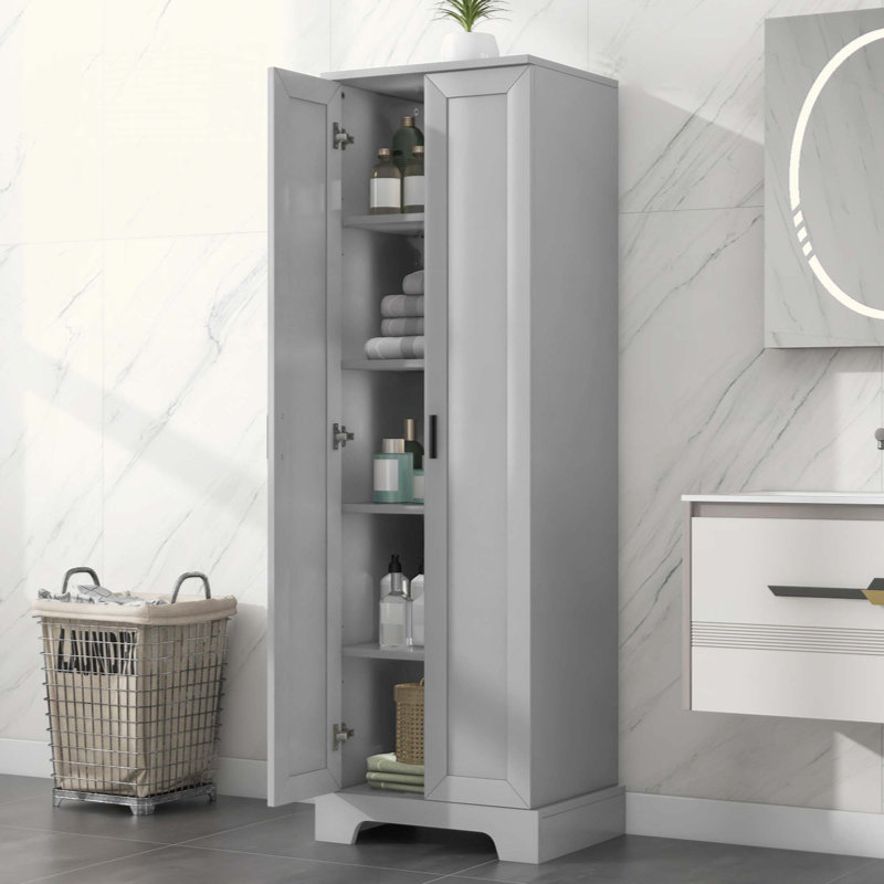 Armoire de rangement avec deux portes pour salle de bain, bureau, tablette réglable, panneau de fibres à densité moyenne