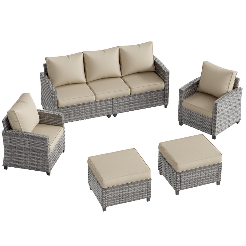 Ensemble de conversation avec coussins 5 pièces Olefin, Beige
