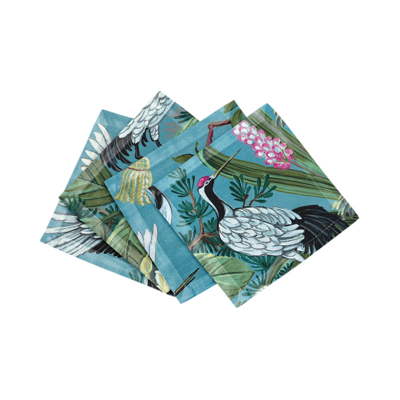 Summer Palace Cotton Sateen Cocktail Napkins, Sarus