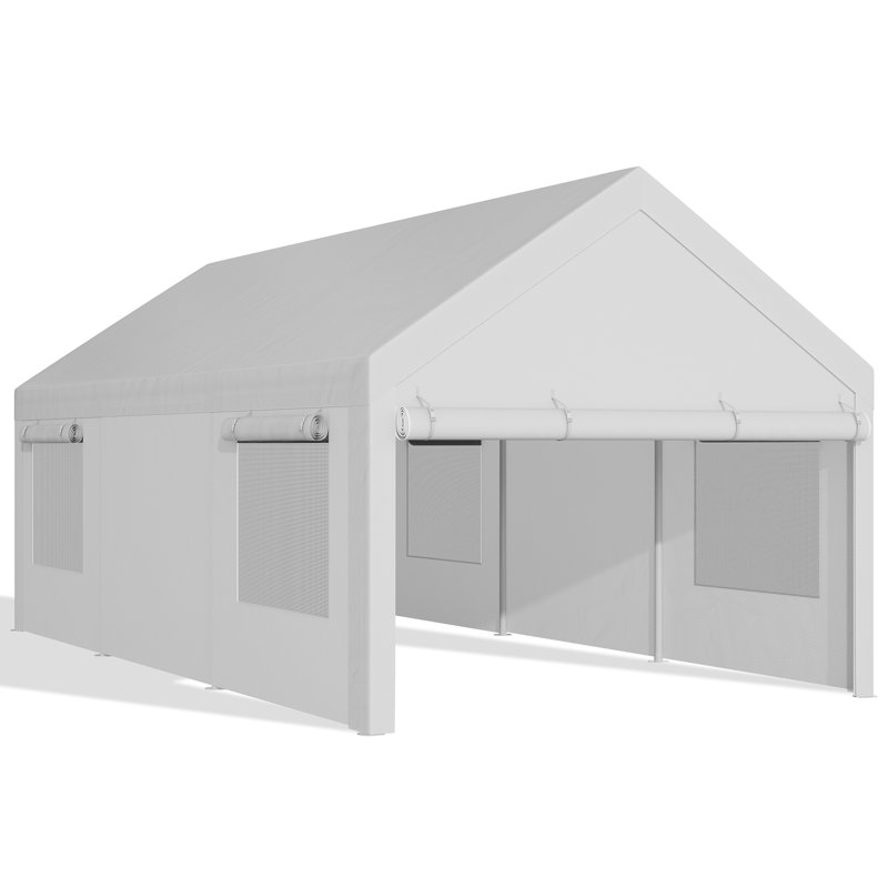 10 Ft. W x 20 Ft. D Heavy Duty Carport Portable Garage, White