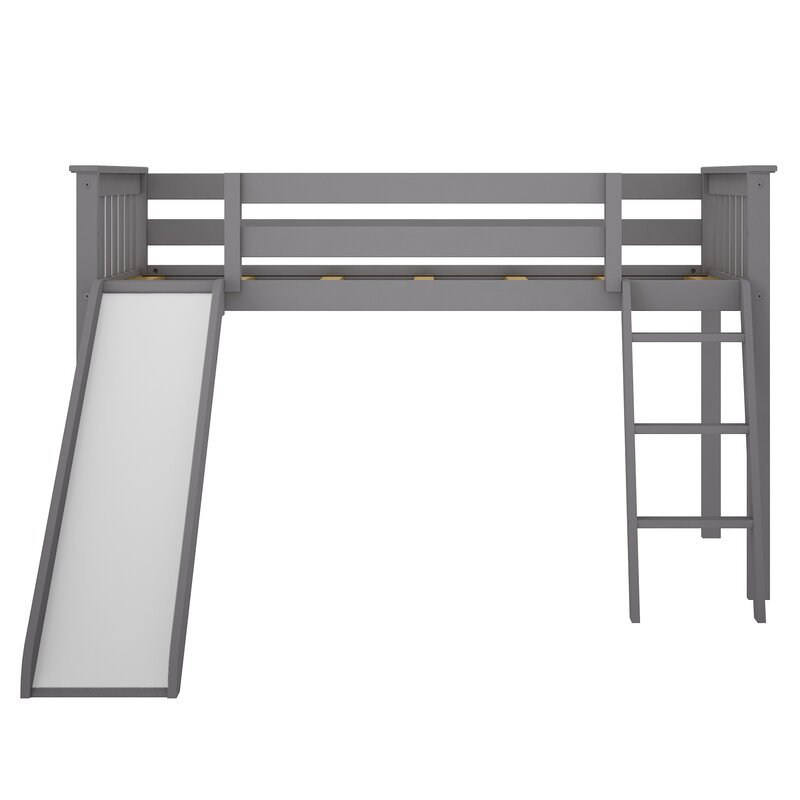 Lit mezzanine simple Janorris, pour enfants, Gris