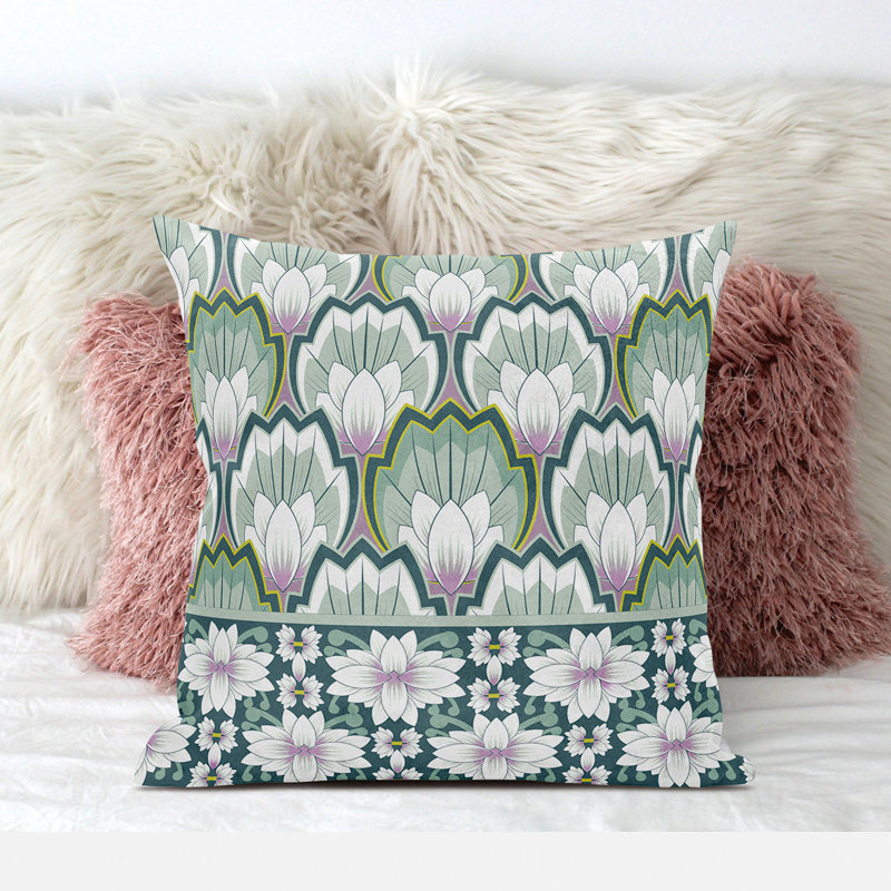Coussin 26 x 26, Vert/rose