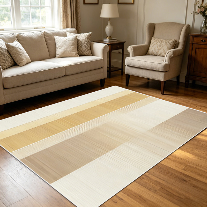 1PC neutral warm tone striped minimalist geometric modern area rugs, Soft and Comfortable, easy-to-maintain, machine washable Indoor floor mat, suitable for living room, bedroom, dining room, home office, balcony, entryway, foyer, Home Decor, Outdoor