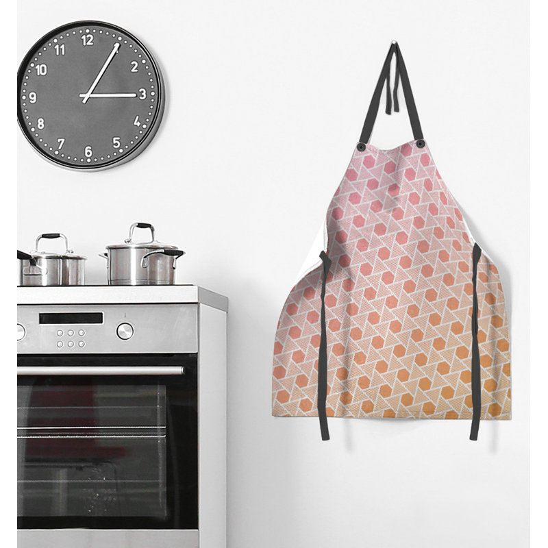 Tablier en hexagones et triangles Rainbow, Rose / orange