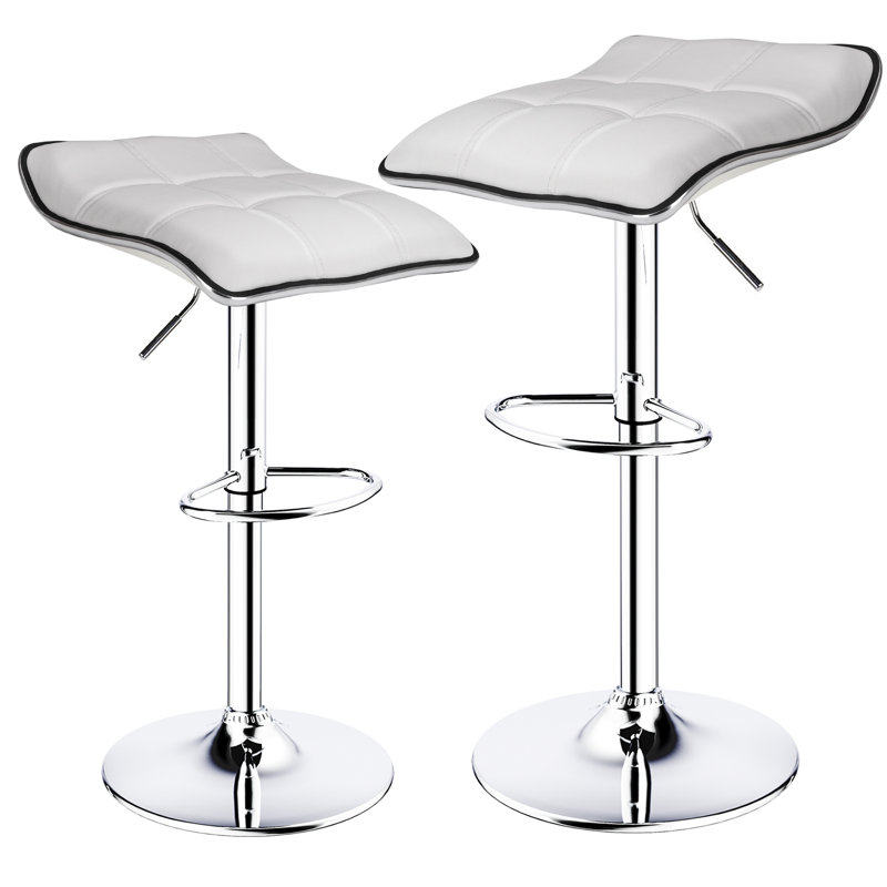 Tabouret de bar réglable à hauteur variable, Blanc