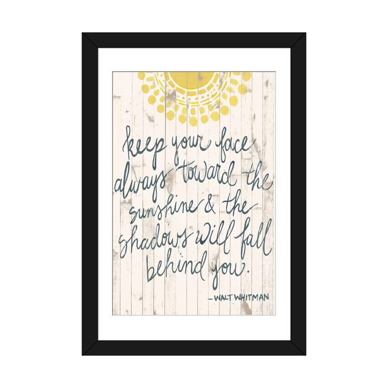«Sun Quote III» par Grace Popp - reproduction d'art textuel sur toile tendue, H 24 po x l 16 po x P 1 po, Blanc