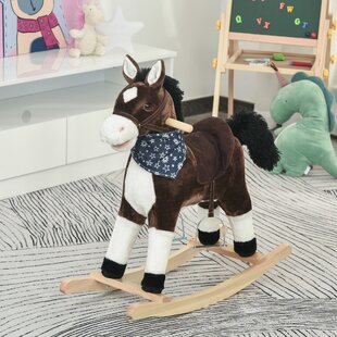 Rocking Horse Plush Animal on Wooden Rockers with Sounds, Stirrups, Saddle  & Reins, Ride on Toy, Toddlers to 4 Years Old by Happy Trails 