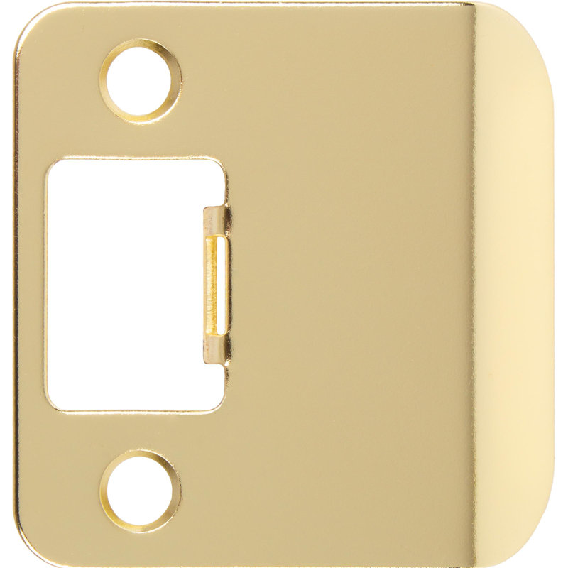 Round Corner Extended Lip Strike, 2-1/4" X 1-3/4", (2-1/4" Overall Length), By Stone Harbor Hardware, Polished Brass