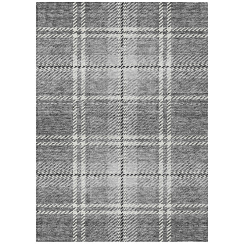 Tapis d'intérieur lavable à carreaux gris 10 pi x 14 pi