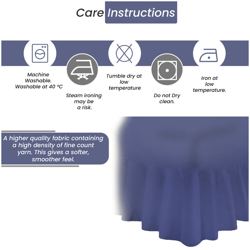 Percale Valance Sheet Polycotton Solid Colour Bed Sheet Single Double King Super King Machine Washable High Quality, Navy