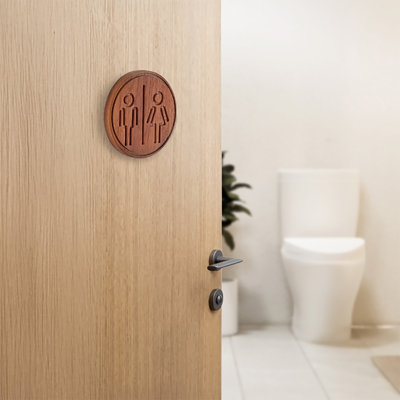 Wooden Restroom Door Sign