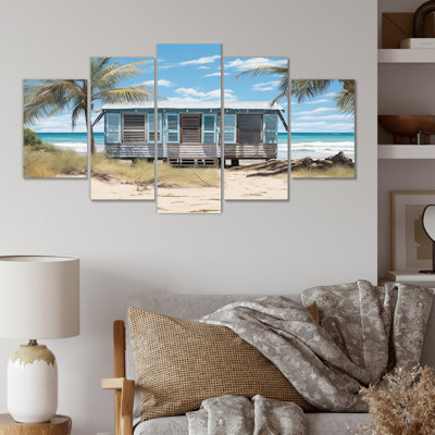 «Beachside Cottage Charm II - Coastal Windows Multipanel», art mural