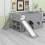 Lit mezzanine bas en bois avec tablettes de rangement et glissade-1283750650