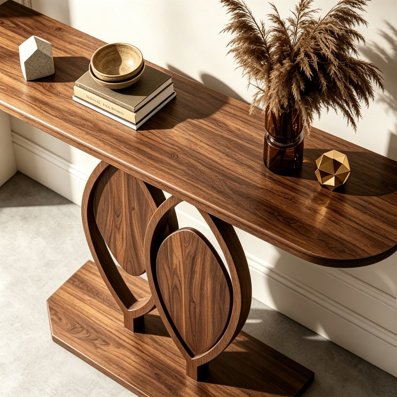 Console en bois massif de style médiéval, 35.4" H x 62.9" W x 15.7" D