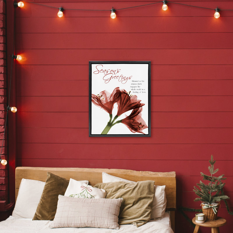 Cadre flottant saisonnier Amaryllis, par Albert Koetsier, H 31 po x l 25 po, Cadre flottant noir de jais
