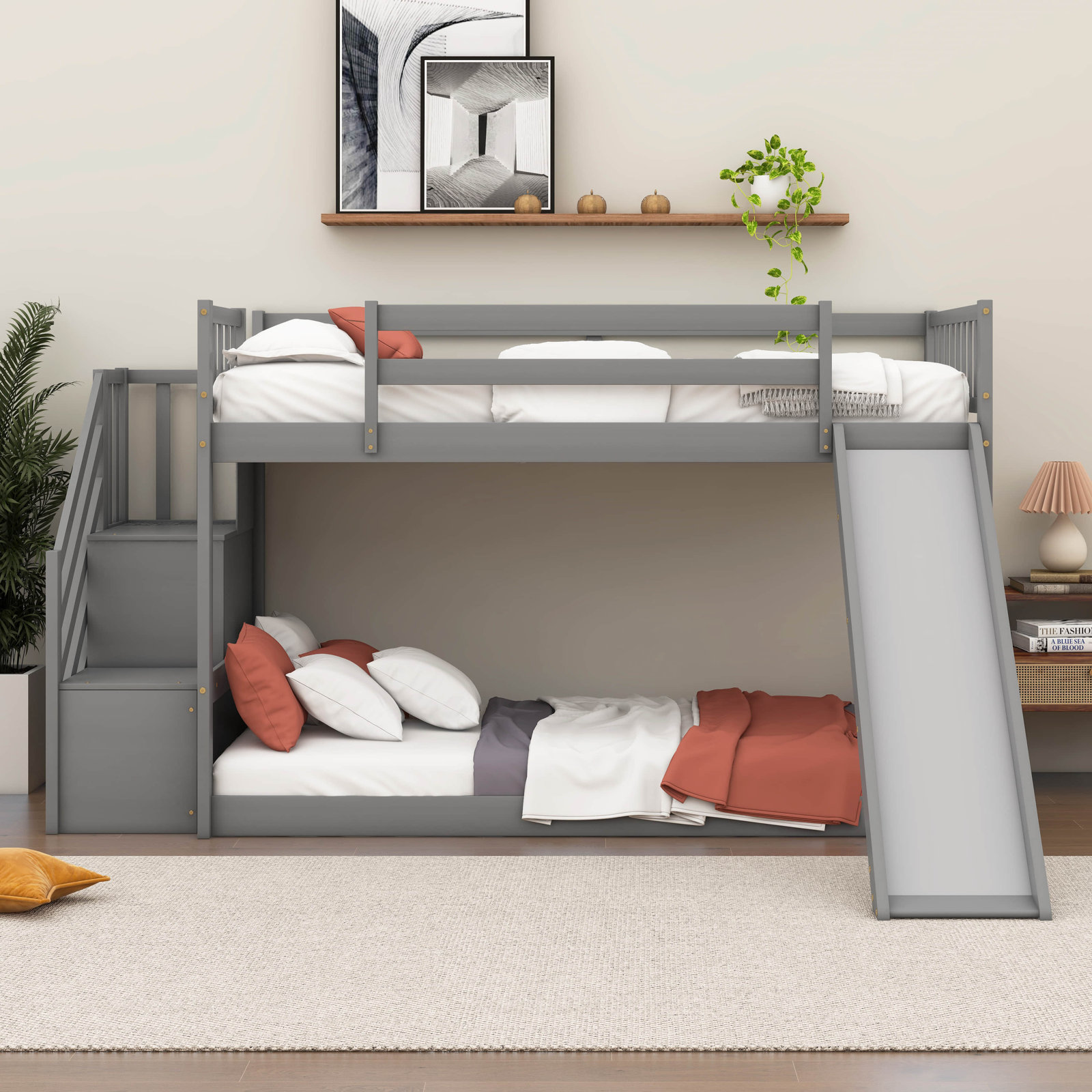 Ventura Twin Over Twin Bunk Bed, Gray