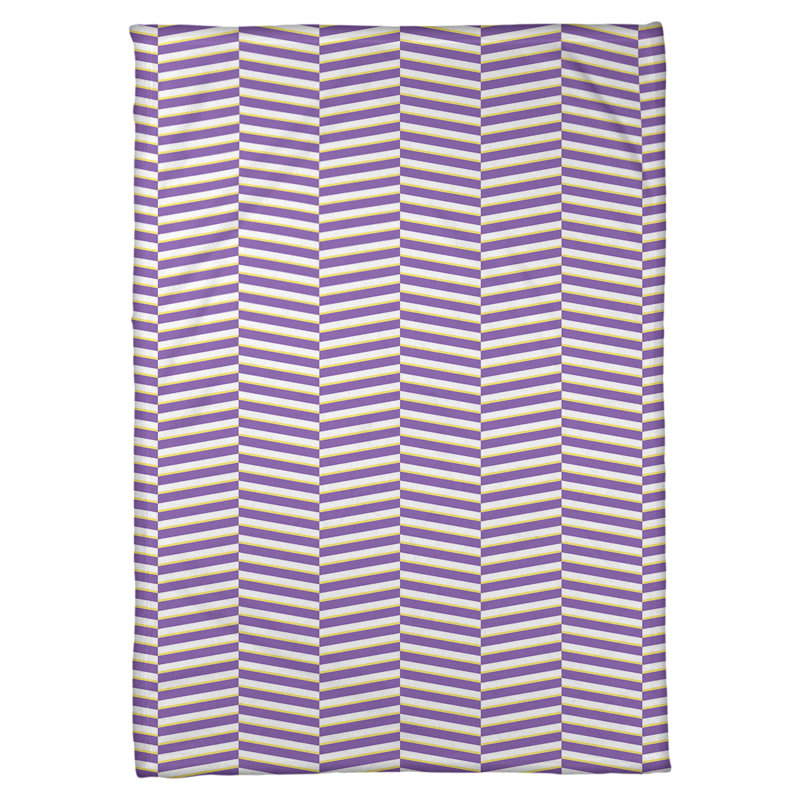 Couverture polaire rayures fracture, l 50 po x L 60 po, Mauve / Jaune