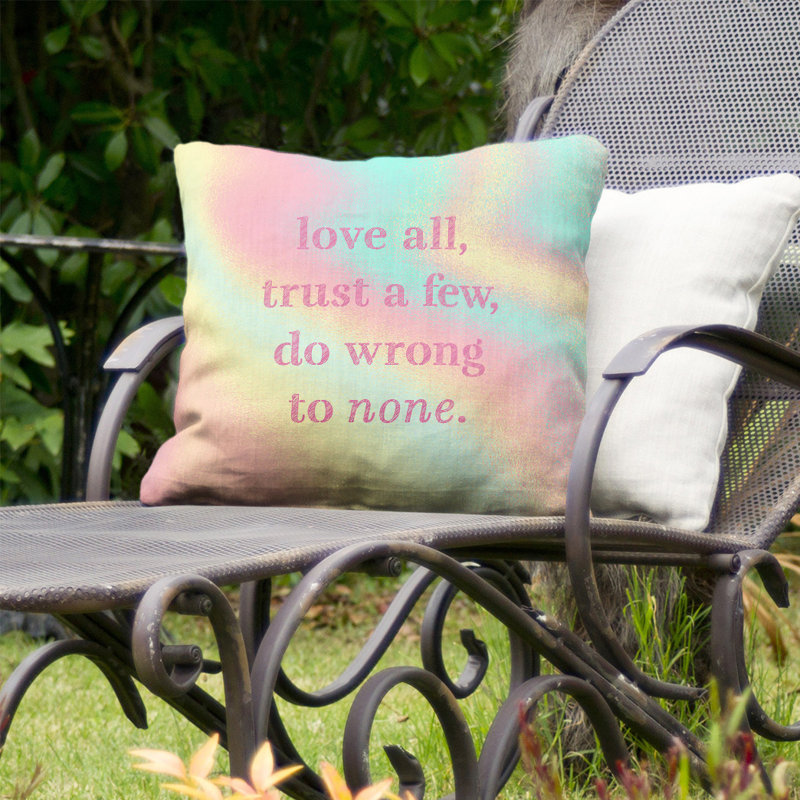 Coussin décoratif intérieur/extérieur do not incorrect, 20 po x 20 po, Arc-en-ciel pastel