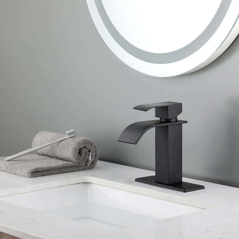 Robinet de salle de bain à cascade, robinet de meuble-lavabo à poignée simple, Noir mat