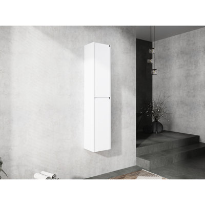 Armoire latérale de salle de bain 12 po, 2 portes à fermeture douce, fixation murale, blanc, grand espace de rangement, 2 portes à fermeture douce, espace intérieur généreux