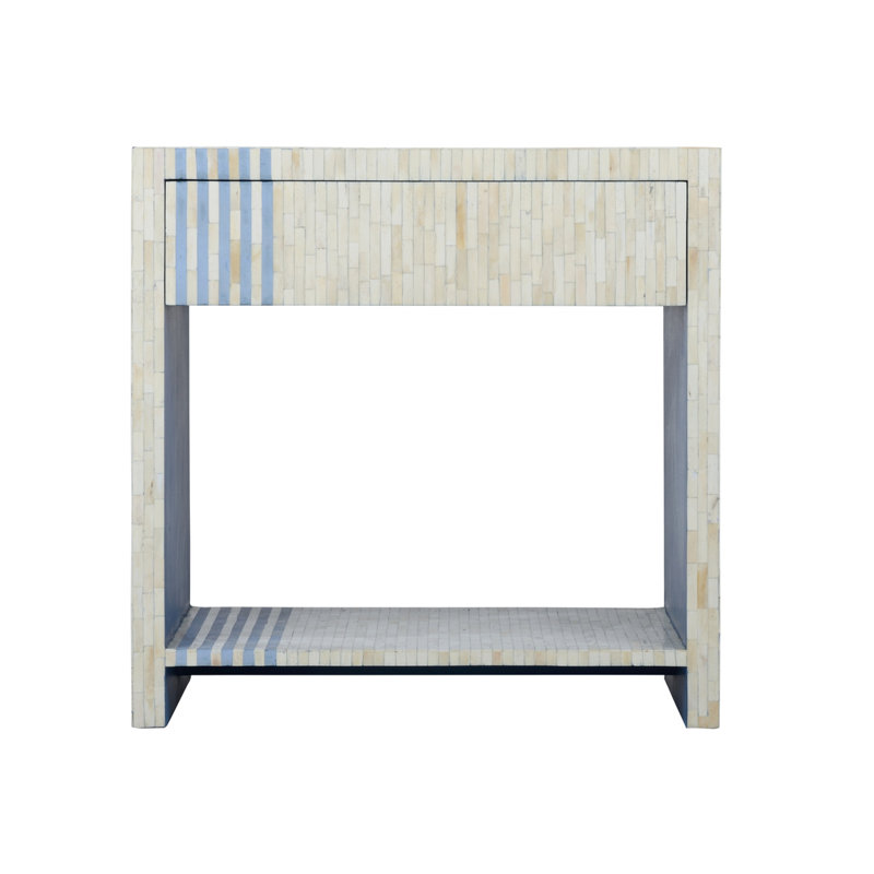 End Table, Blue/Cream