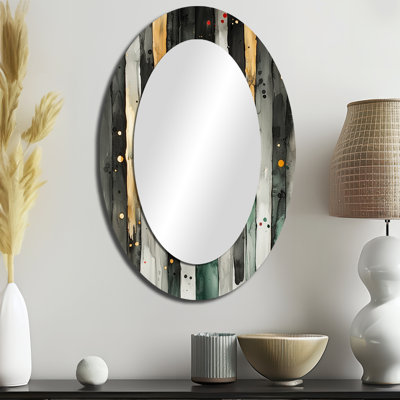 Miroir mural ovale doré et vert