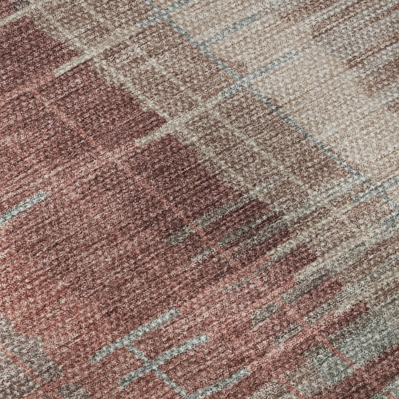 Premium Machine Washable Mayfield AMF2261 Striped Rug, Paprika, 5' x 7'6"