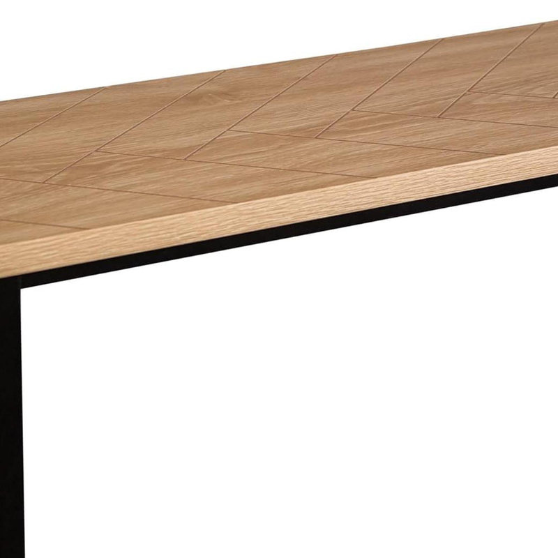 Console Bali Modern avec plateau en bois naturel et pieds en métal noir