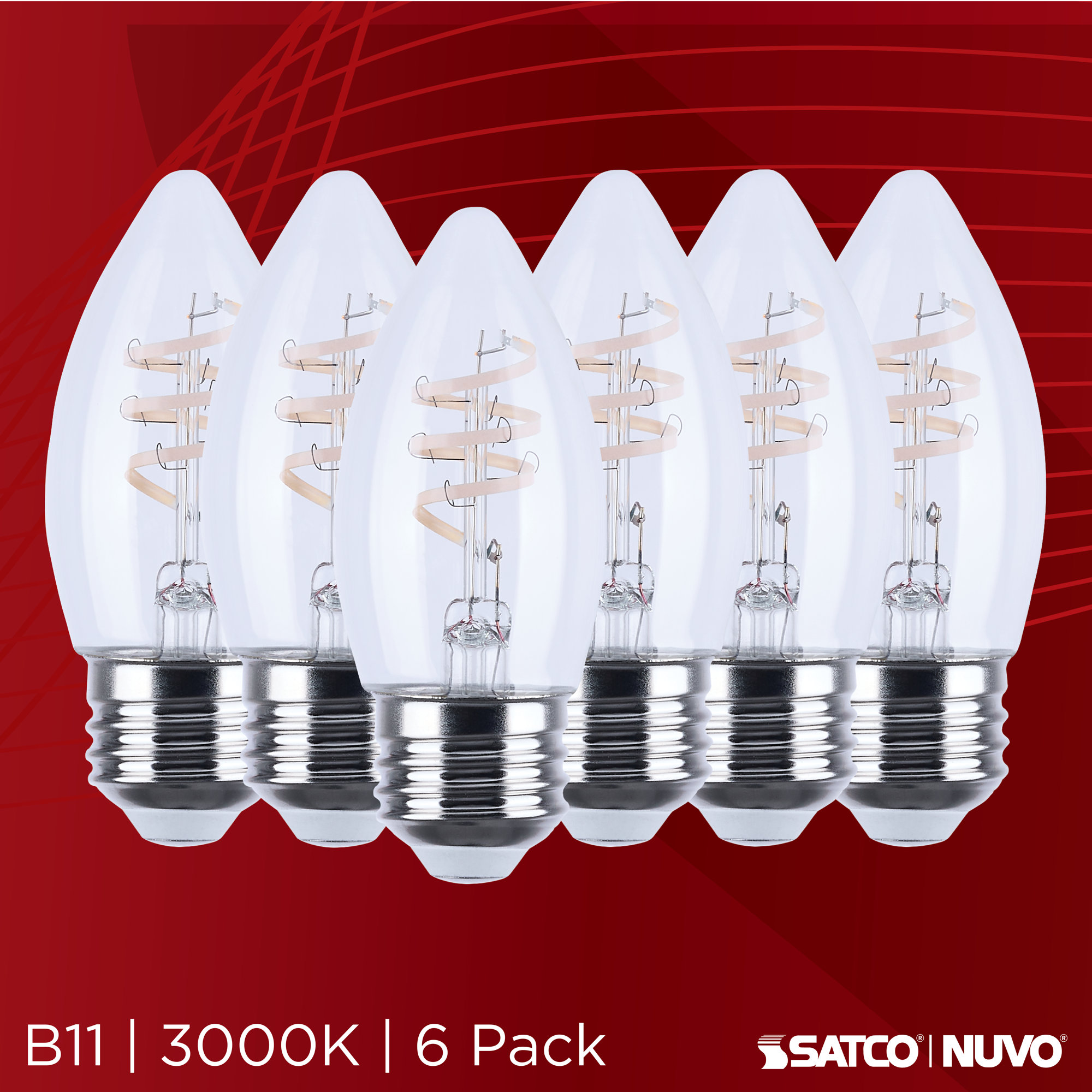 4 Watt B11 LED Deena Flex Gray Coil Filament E26 3000K 120 Volt, 3000 Kelvins